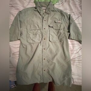 Worldwide Sportsman Khaki Mens Fishing Shirt Short Sleeve Size Small
